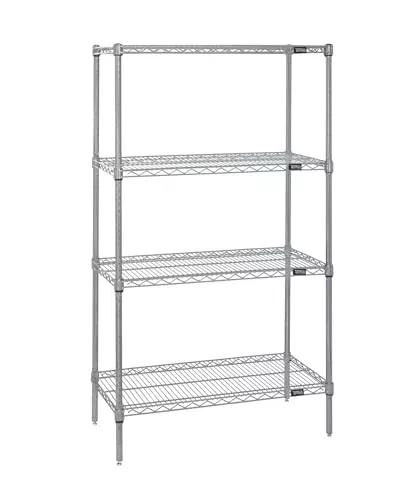 Quantum Storage Systems WR63-2154BK Wire Shelving Starter Kit, 54" W x 21" D x 63" H, 600 lbs Capacity, Carbon Steel, Epoxy Coated, Black, NSF