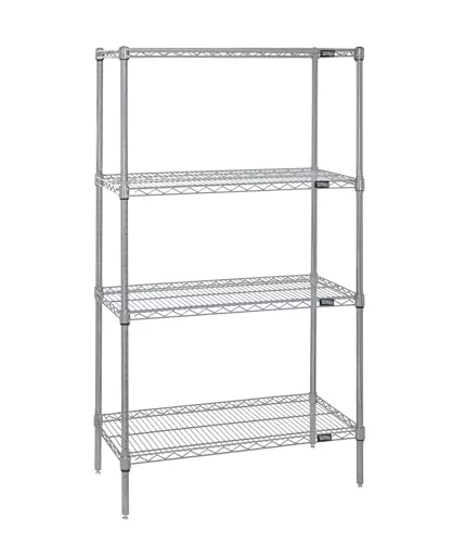 QUANTUM STORAGE SYSTEMS WR63-3060S Starter Kit Wire Shelves Stainless Steel 4 Shelves 63" H x 60" W x 30" D