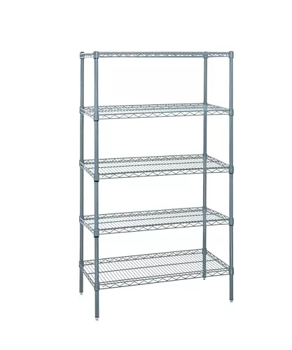 Quantum Storage Systems WR74-2124GY-5 Wire Shelving 5 Shelf Starter Units, 21" x 24" x 74", Gray Epoxy