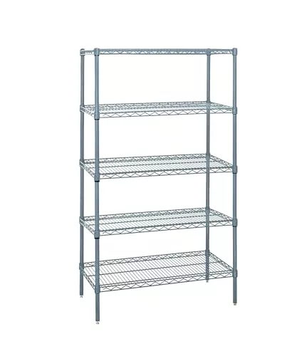 Quantum Storage Systems WR74-2460GY-5 Wire Shelving 5 Shelf Starter Units, 24" x 60" x 74", Gray Epoxy