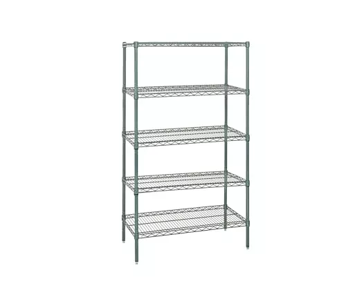 Quantum Storage Systems WR86-1830P-5 Wire Shelving Starter Kit, 30" W x 18" D x 86" H, 600 lbs Capacity, Carbon Steel, Epoxy Coated, Green, NSF