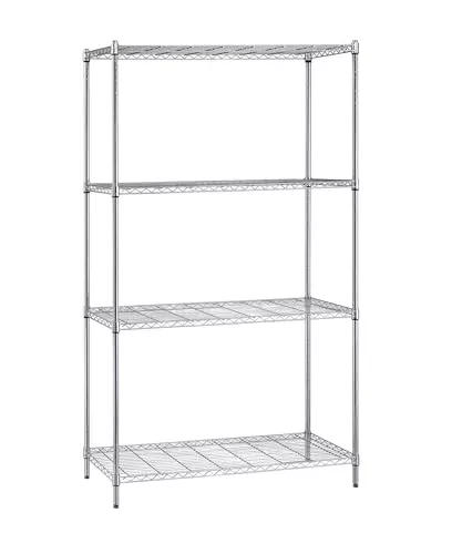 Quantum Storage Systems WR86-1836C Starter Kit for 86" High 4-Tier Wire Shelving Unit, Chrome Finish, 18" Width x 36" Length x 86" Height