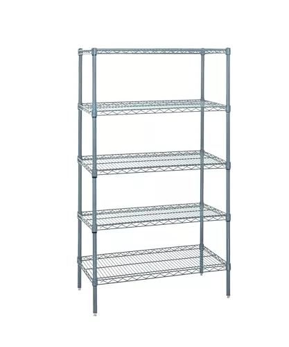 Quantum Storage Systems WR86-1848GY-5 Wire Shelving 5 Shelf Starter Units, 18" x 48" x 86", Gray Epoxy