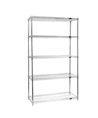 Quantum Storage Systems WR86-2124C-5 Starter Kit Wire Shelves Chrome 5 Shelves 86" H x 24" W x 21" D