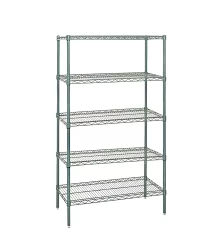 QUANTUM STORAGE SYSTEMS WR86-2160P-5 Starter Kit Wire Shelves Green Epoxy 5 Shelves 86" H x 60" W x 21" D