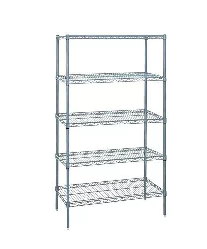 Quantum Storage Systems WR86-3636GY-5 Wire Shelving 5 Shelf Starter Units, 36" x 36" x 86", Gray Epoxy