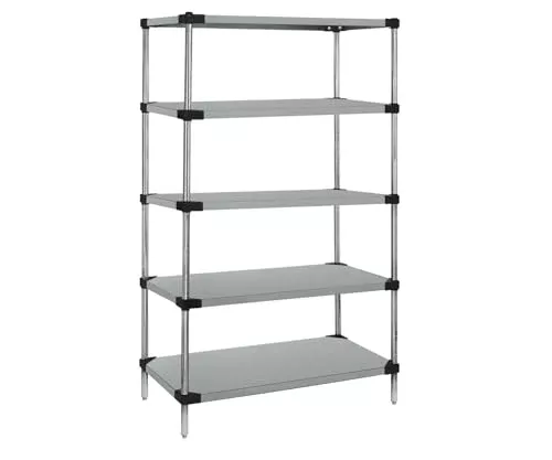 QUANTUM STORAGE SYSTEMS WRS5-63-2436SS Starter Kit Solid Shelves Stainless Steel 5 Shelves 63" H x 36" W x 24" D