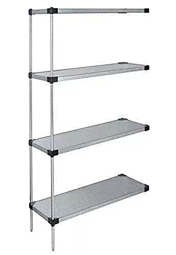 Quantum Storage Systems WRSAD4-74-2136SS Solid Shelves Add-On Kit for WRS4-74-2136SS Stainless Steel 4 Shelves 74" H x 36" W x 21" D