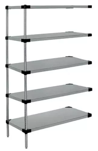 Quantum Storage Systems WRSAD5-74-1448SS Solid Shelves Add-On Kit for WRS5-74-1448SS Stainless Steel 5 Shelves 74" H x 48" W x 14" D
