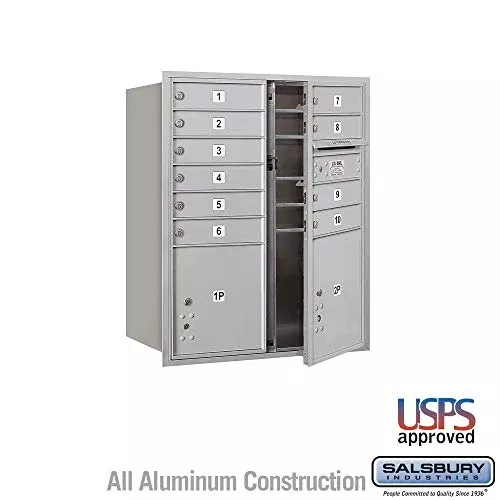 Recessed Mounted 4C Mailbox-37-1/2 H-10 MB1 DRS/1 PL 4/1 PL4.5-Aluminum-Front Load-for use with USPS Lock