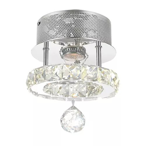 Ring 7-Inch Integrated LED Flush Mount Ceiling Light – Chrome Finish, Ideal for Bedroom, Hallway, Living Room, and Entryway