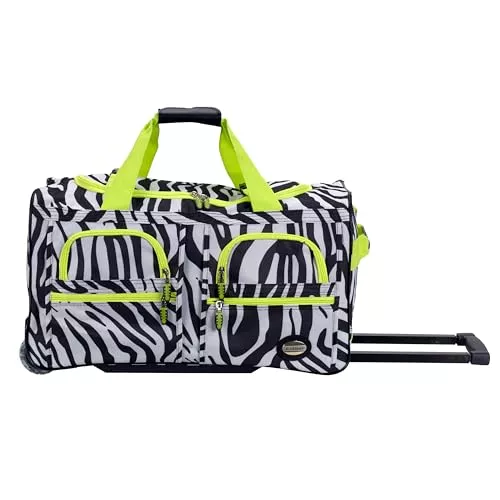 Rockland Rolling Duffel Bag, Lime Zebra, 22"