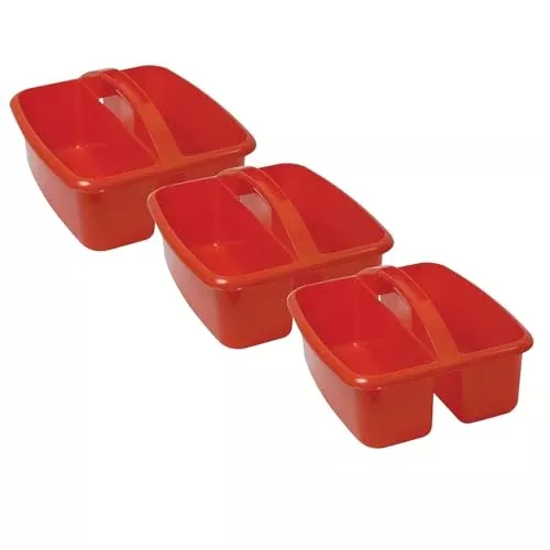 Romanoff ROM26002-3 Plastic Large Utility Caddy, 12.75 x 11.25 x 6.75-Inch, Red, Pack of 3