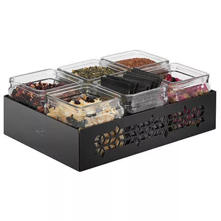 Rosseto SM315 Mosaic 6 Glass Jars HolderBlack Matte
