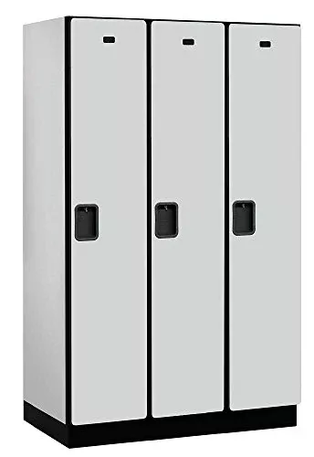 Salsbury Industries 1-Tier Extra Wide Designer Wood Locker with Three Wide Storage Units, 6-Feet High by 21-Inch Deep, Black