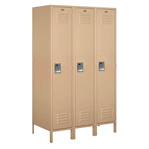 Salsbury Industries 18-51361TN-A 18" Single Tier Standard, 3 Wide x 6 Feet High x 21 Inches Deep, Assembled Metal Locker, Tan