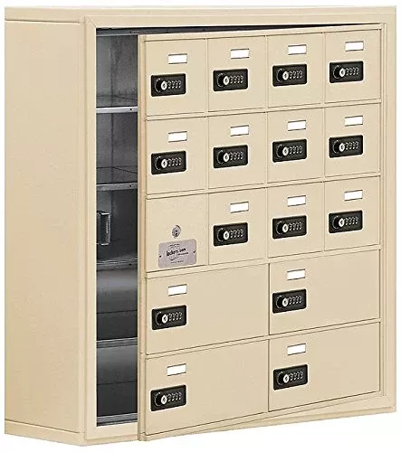 Salsbury Industries 19158-16SSK Cell Phone-Access Panel-5 Unit Surface Mounted-Keyed Locks with 8-Inch Diameter Compartments, Sandstone