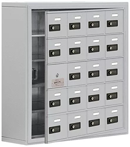 Salsbury Industries 19158-20ASC Cell Phone-Access Panel-5 Unit Surface Mounted-Resettable Combo Locks with 8-Inch Diameter Compartments, Aluminum