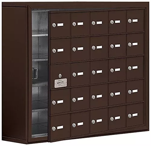 Salsbury Industries 19158-25ZSK Cell Phone-Access Panel-5 Unit Surface Mounted-Keyed Locks with 8-Inch Diameter Compartments, Bronze