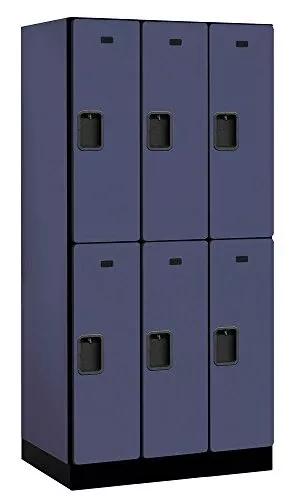Salsbury Industries 2-Tier Designer Wood Locker with Three Wide Storage Units, 6-Feet High by 21-Inch Deep, Gray