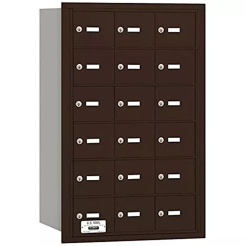 Salsbury Industries 3618ZRU 4B Plus Horizontal Mailbox, 18 A Doors, Rear Loading, USPS Access, Bronze