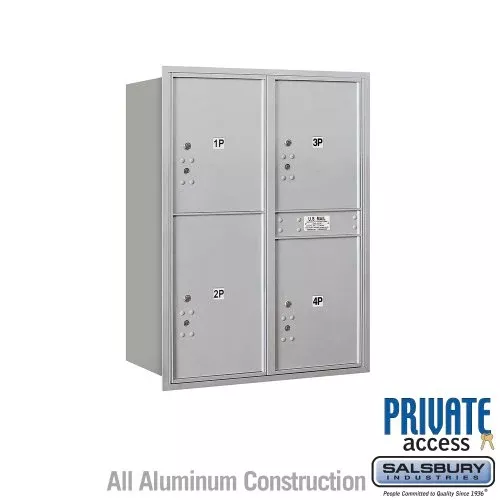 Salsbury Industries 3711D-4PARP 4C Horizontal Mailbox, Aluminum
