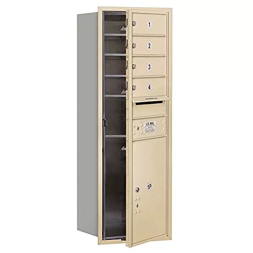 Salsbury Industries 3711S-04SFP 4C Horizontal Mailbox, Sandstone