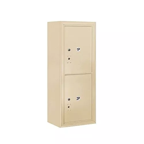 Salsbury Industries 3810S-2PSFU 4C Surface Mounted Horizontal Mailbox, Front Loading, Single Column, Stand Alone Parcel Locker, 2 PL5's, Usps Access, Sandstone