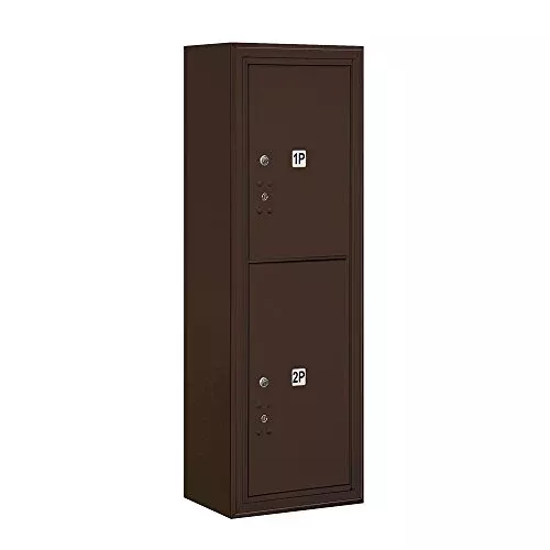 Salsbury Industries 3811S-2PZFU 4C Surface Mounted Horizontal Mailbox, Front Loading, Single Column, Stand Alone Parcel Locker, 1 PL5, 1 PL6, Usps Access, Bronze