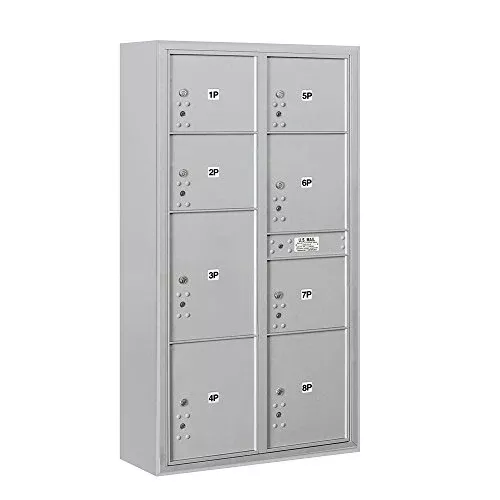 Salsbury Industries 3816D-8PAFU Surface Mounted Horizontal 4C Stand Alone Parcel Locker Mailbox, Aluminum
