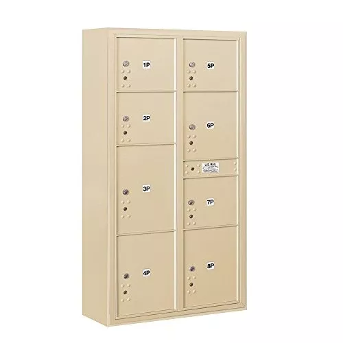 Salsbury Industries 3816D-8PSFP Surface Mounted Horizontal 4C Stand Alone Parcel Locker Mailbox, Sandstone