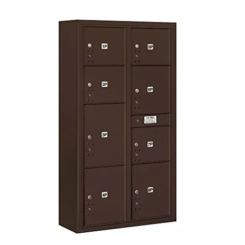 Salsbury Industries 3816D-8PZFU Front Loading/Double Column Surface Mounted Horizontal 4C Stand Alone Parcel Locker Mailbox, Bronze
