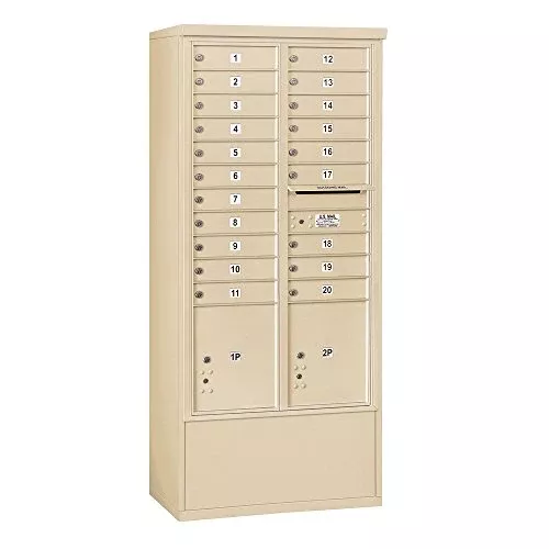 Salsbury Industries 3916D-20SFU Front Loading/Double Column Free Standing Horizontal 4C Mailbox, Sandstone