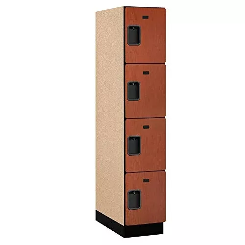 Salsbury Industries 4-Tier Extra Wide Designer Wood Locker with One Wide Storage Unit, 6-Feet High by 24-Inch Deep, Mahogany