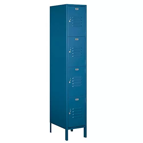 Salsbury Industries 54168BL-A 15" Four Tier Standard, 1 Wide x 6 Feet High x 18 Inches Deep, Assembled Metal Locker, Blue