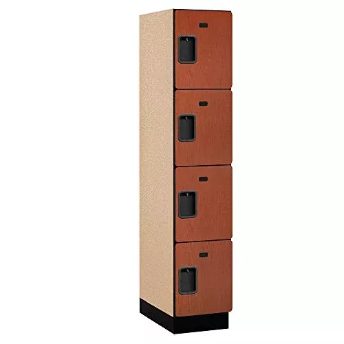 Salsbury Industries, 6-Feet High by 21-Inch Deep, Cherry 4-Tier Extra Designer Wood Locker with Three Wide Storage Units
