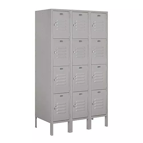 Salsbury Industries 64358TN-A 12" Four Tier Standard, 3 Wide x 5 Feet High x 18 Inches Deep, Assembled Metal Locker, Tan