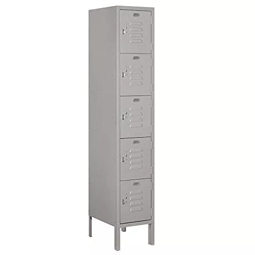 Salsbury Industries 65155GY-U Five Tier Box Style 12-Inch Wide 5-Feet High 15-Inch Deep Unassembled Standard Metal Locker, Gray