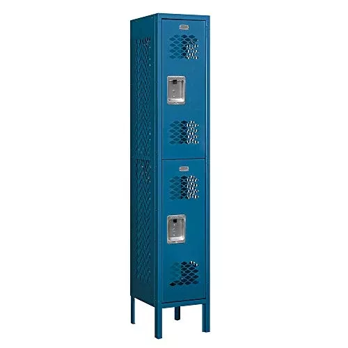 Salsbury Industries 72152BL-A 12" Double Tier Vented, 1 Wide x 5 Feet High x 12 Inches Deep, Assembled Metal Locker, Blue