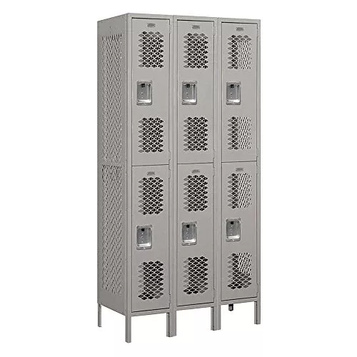 Salsbury Industries 72368GY-U Double Tier 36-Inch Wide 6-Feet High 18-Inch Deep Unassembled Vented Metal Locker, Gray