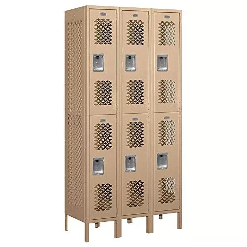 Salsbury Industries 72368TN-U Double Tier 36-Inch Wide 6-Feet High 18-Inch Deep Unassembled Vented Metal Locker, Tan Brown
