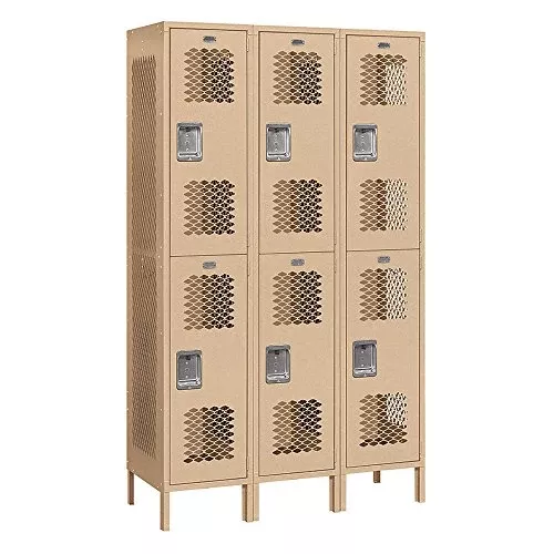 Salsbury Industries 82368TN-U Double Tier 45-Inch Wide 6-Feet High 18-Inch Deep Unassembled Extra Wide Vented Metal Locker, Tan Brown