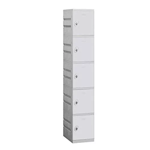 Salsbury Industries 95168GY-U Unassembled Five Tier 12.75-Inch Wide 738.25-Inch High 18-Inch Deep Plastic Locker, Gray