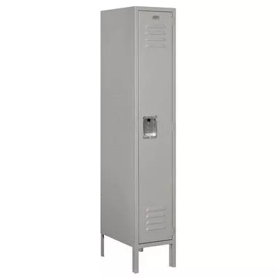 Salsbury Industries Assembled 1-Tier Standard Metal Locker with One Wide Storage Unit, 6-Feet High by 12-Inch Deep, Gray