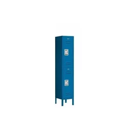 Salsbury Industries Assembled 2-Tier Standard Metal Locker with One Wide Storage Unit, 5-Feet High by 15-Inch Deep, Gray