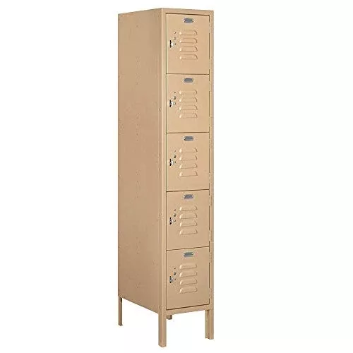 Salsbury Industries Assembled 5-Tier Box Style Standard Metal Locker with One Wide Storage Unit, 5-Feet High by 18-Inch Deep, Blue