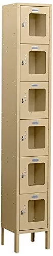 Salsbury Industries Assembled 6-Tier Box Style See-Through Metal Locker with One Wide Storage Unit, 6-Feet High by 18-Inch Deep, Blue