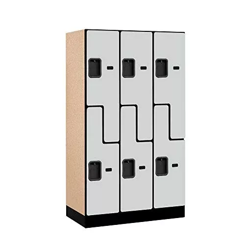 Salsbury Industries Double Tier 'S' Style Designer Wood Locker, Mahogany, 5' 3" x 18"