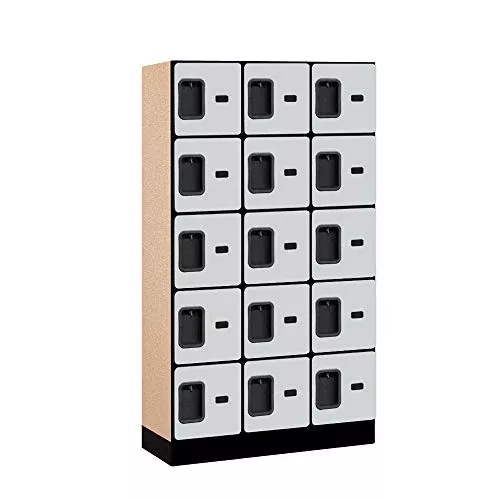Salsbury Industries Five Tier Box Style Designer Wood Locker, Gray, 5' 3" x 15"