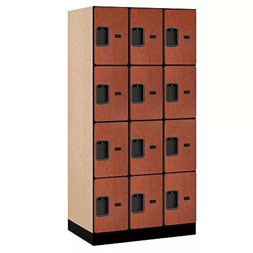 Salsbury Industries Four Tier Designer Wood Locker, Cherry, 6' 3" x 21"
